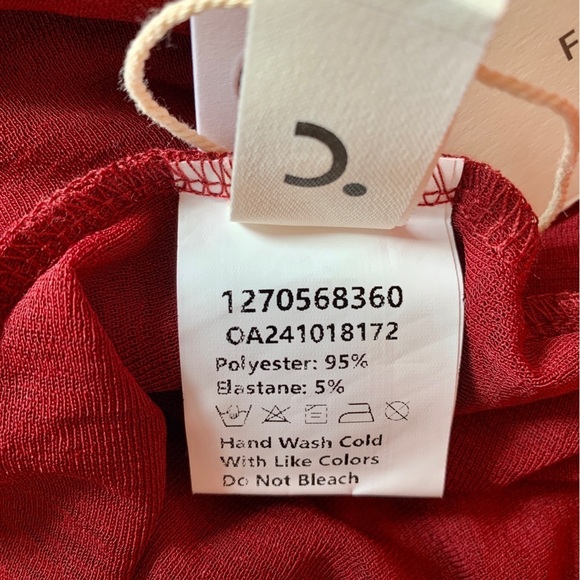 NWT COMMENSE red Cowl Neck knit top Red Stretch Ruched Minimal Sheer Sexy Med - Picture 7 of 10